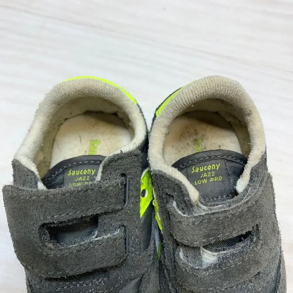 SAUCONY‎ Originals Size 3M Boys Baby Jazz Hook & Loop Sneaker Grey & Neon
